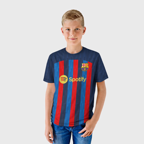 Детская футболка 3D Ферран Торрес Барселона форма 2022-2023, цвет 3D печать - фото 3