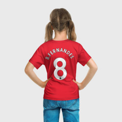 Футболка с принтом Бруно Фернандеш Манчестер Юнайтед форма 2022-2023 для ребенка, вид на модели сзади №3. Цвет основы: белый