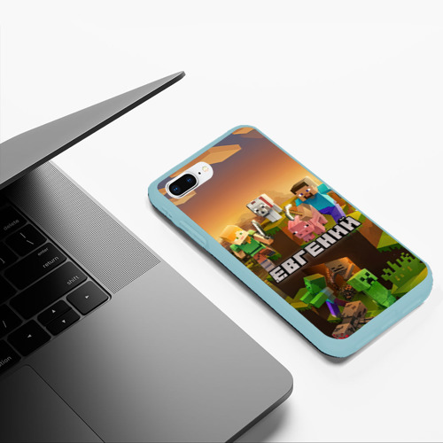 Чехол для iPhone 7Plus/8 Plus матовый Евгений Minecraft, цвет мятный - фото 5