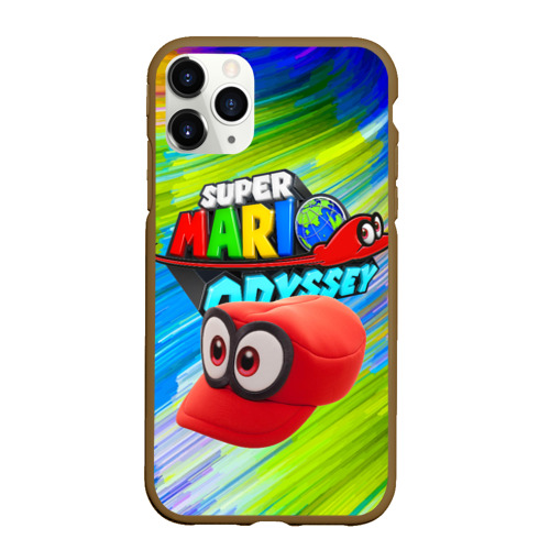 Чехол для iPhone 11 Pro матовый Super Mario Odyssey - Nintendo - Бейсболка, цвет коричневый