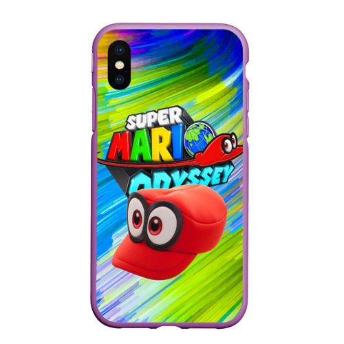 Чехол для iPhone XS Max матовый Super Mario Odyssey - Nintendo - Бейсболка, цвет фиолетовый