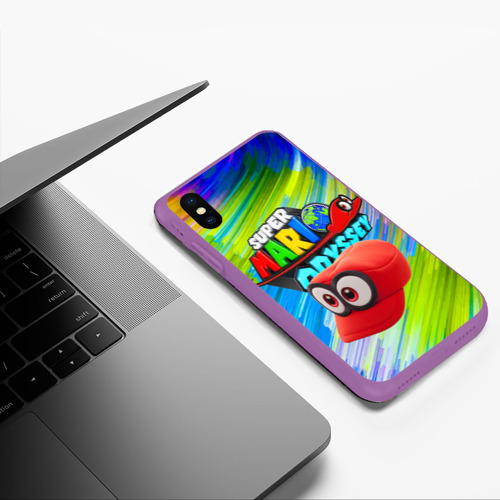 Чехол для iPhone XS Max матовый Super Mario Odyssey - Nintendo - Бейсболка, цвет фиолетовый - фото 5