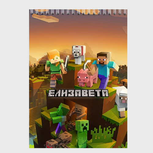 Скетчбук Елизавета Minecraft, цвет белый