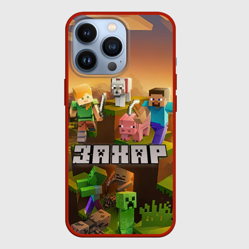 Чехол для iPhone 13 Pro Захар Minecraft, цвет красный