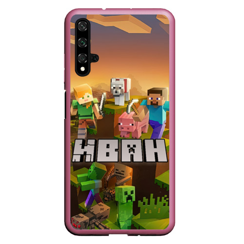 Чехол для Honor 20 Иван Minecraft, цвет малиновый