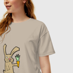 Женская футболка хлопок Oversize Rabbit & Carrot - фото 2