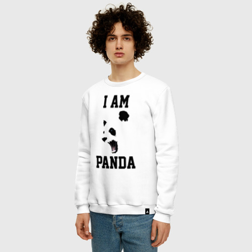 Мужской свитшот хлопок Я - панда, цвет белый - фото 3
