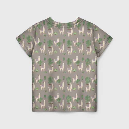 Детская футболка 3D Три забавных ламы среди кактусов, цвет 3D печать - фото 2