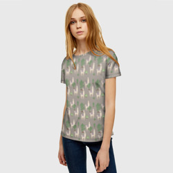 Женская футболка 3D Три забавных ламы среди кактусов - фото 2
