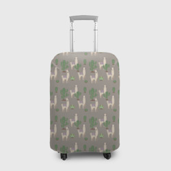 Чехол для чемодана 3D Три забавных ламы среди кактусов