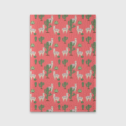 Обложка для паспорта матовая кожа Три забавных альпака среди кактусов