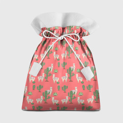 Подарочный 3D мешок Три забавных альпака среди кактусов