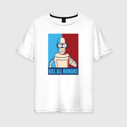 Женская футболка хлопок Oversize Bender Futurama