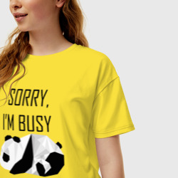 Женская футболка хлопок Oversize Извини я занят - панда - фото 2