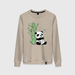 Женский свитшот хлопок Панда бамбук и стрекоза