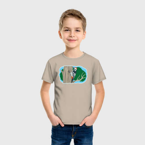 Детская футболка хлопок с принтом Дятел, фото на моделе #1