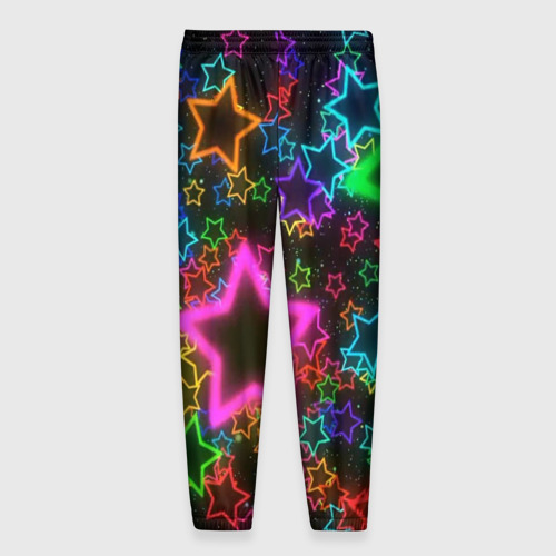 Мужские брюки 3D с принтом Большие неоновые звезды, вид сзади #1
