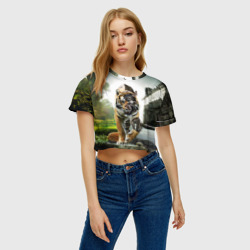 Женская футболка Crop-top 3D Кибернетический тигр - фото 2