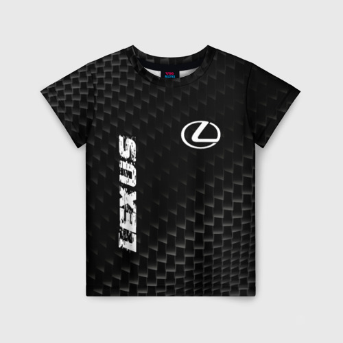 Детская футболка 3D с принтом Lexus карбоновый фон, вид спереди #2