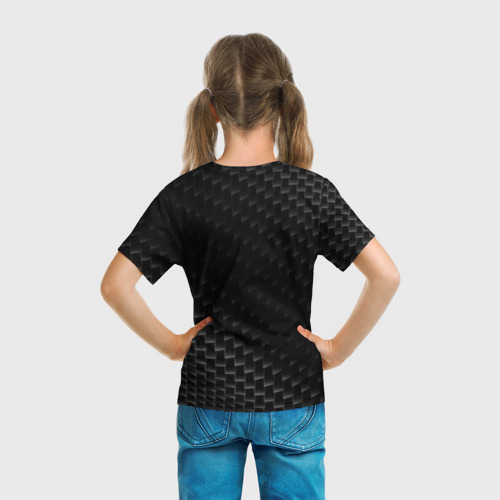 Детская футболка 3D с принтом Lexus карбоновый фон, вид сзади #2