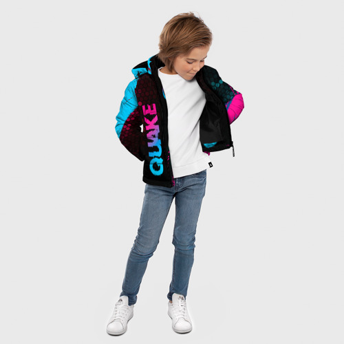 Зимняя куртка для мальчиков 3D Quake - neon gradient: надпись, символ, цвет черный - фото 5