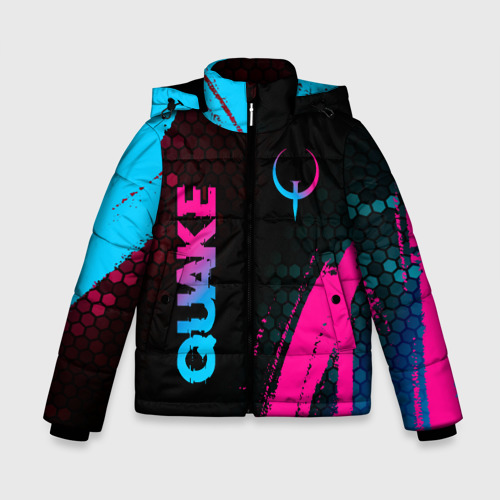 Зимняя куртка для мальчиков 3D Quake - neon gradient: надпись, символ, цвет черный