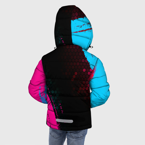 Зимняя куртка для мальчиков 3D Quake - neon gradient: надпись, символ, цвет черный - фото 4