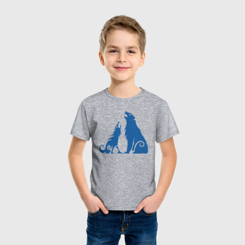 Детская футболка хлопок с принтом Атрей волк и Кратос медведь GoW Ragnarok, фото на моделе #1