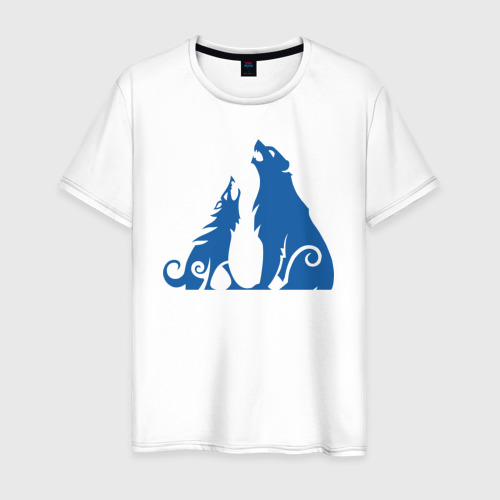 Мужская футболка из хлопка с принтом Атрей волк и Кратос медведь gow ragnarok, вид спереди №1