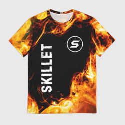 Мужская футболка 3D Skillet и пылающий огонь