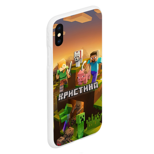 Чехол для iPhone XS Max матовый Кристина Minecraft, цвет белый - фото 3