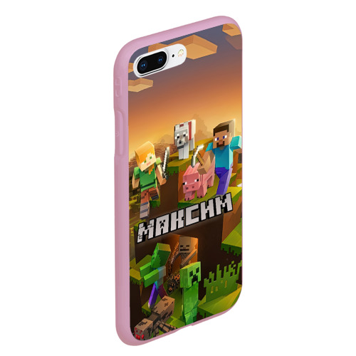 Чехол для iPhone 7Plus/8 Plus матовый Максим Minecraft, цвет розовый - фото 3