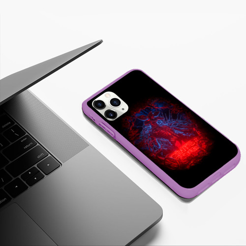 Чехол для iPhone 11 Pro Max матовый Stranger Things - monster, цвет фиолетовый - фото 5