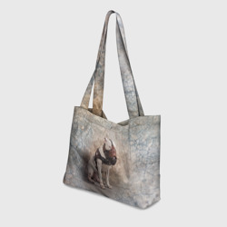 Пляжная сумка 3D Бойцовый бесстрашный бультерьер в наморднике - фото 2