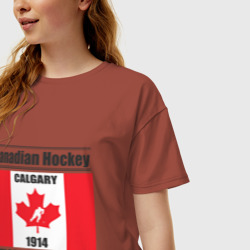 Женская футболка хлопок Oversize Федерация хоккея Канады - фото 2
