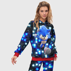 Женский костюм с толстовкой 3D Sonic neon squares - фото 2