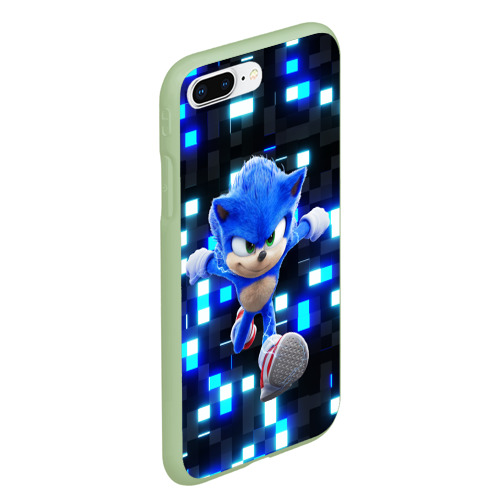Чехол для iPhone 7Plus/8 Plus матовый с принтом Sonic neon squares, вид сбоку #3