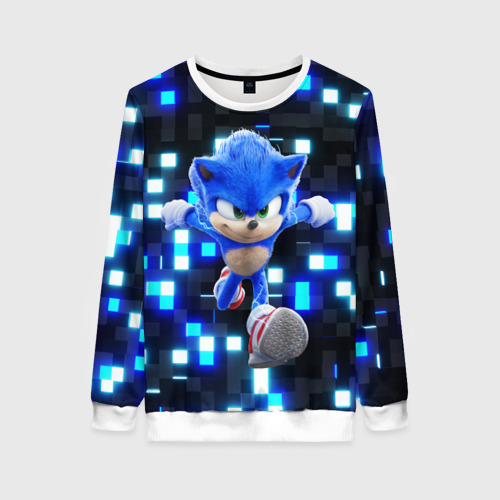 Женский свитшот 3D Sonic neon squares, цвет 3D печать