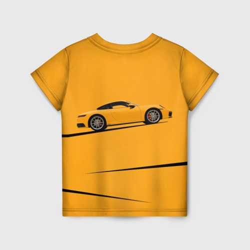 Детская футболка 3D с принтом Желтая машинка Street racer, вид сзади #1