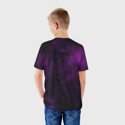 Детская футболка 3D с принтом ЭЛЕКТРО элемент Genshin Impact, вид сзади #2