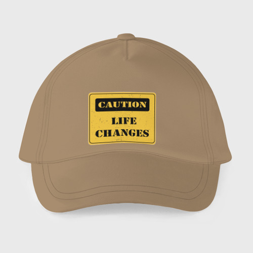 Детская бейсболка Caution life changes, цвет миндальный - фото 2