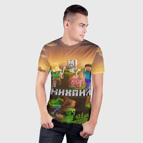 Мужская футболка 3D Slim Михаил Minecraft, цвет 3D печать - фото 3