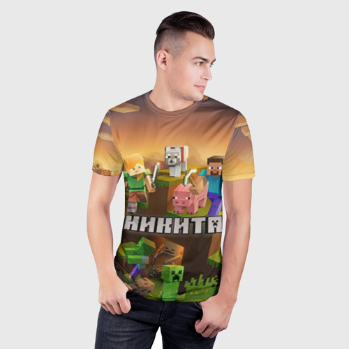 Мужская футболка 3D Slim Никита Minecraft, цвет 3D печать - фото 3