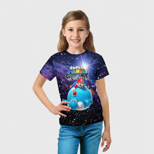 Детская футболка 3D с принтом Super Mario galaxy - nintendo, вид сбоку #3