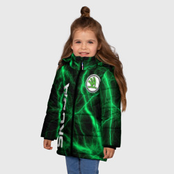 Зимняя куртка для девочек 3D Шкода зеленые молнии - фото 2