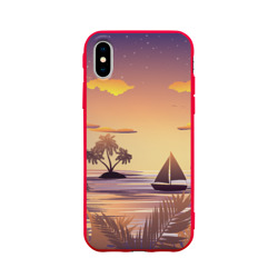 Лодка в море на закате возле тропических островов – Чехол для iPhone X матовый с принтом купить