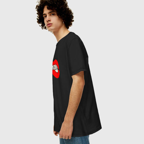 Мужская футболка хлопок Oversize Папин Олимпос губы, цвет черный - фото 5