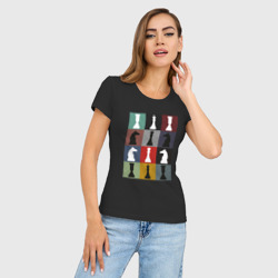 Женская футболка хлопок Slim Шахматные фигуры на цветном фоне - фото 2