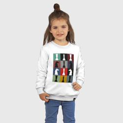 Свитшот с принтом Шахматные фигуры на цветном фоне для ребенка, вид на модели спереди №2. Цвет основы: белый