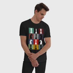 Мужская пижама хлопок Шахматные фигуры на цветном фоне - фото 2